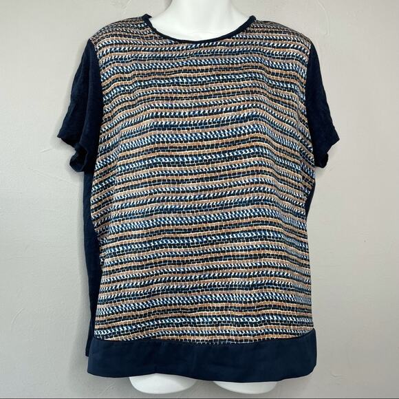 SCOTCH & SODA Top Womens Size Medium Linen Colorful Abstract Artsy Indie Casual - Picture 1 of 6